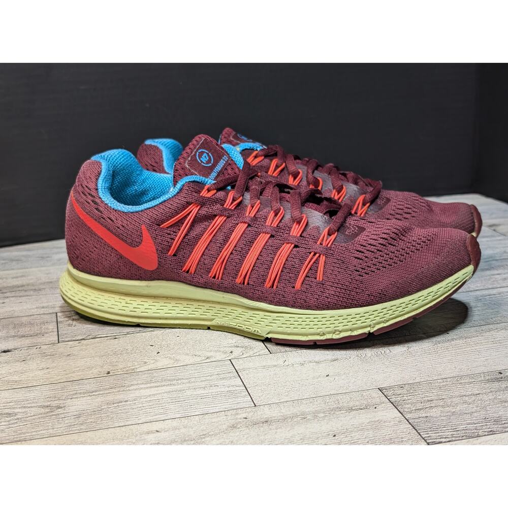 Nike Zoom Pegasus 32 Running Shoes Burgundy Blue Green 811339-663 Women's Sz 7